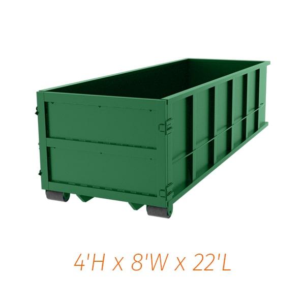 there is typically a delivery fee associated with 20 yard dumpsters, depending on the location